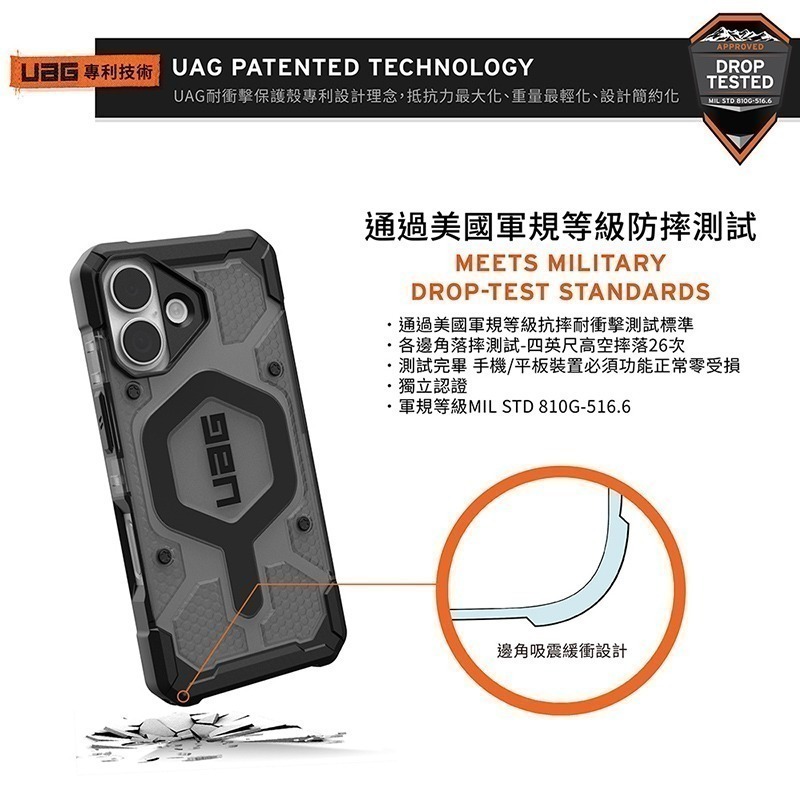 公司貨~限定~89折~原價@1880【UAG】iPhone 17系列 MagSafe磁吸式 經典透色款 耐衝擊防摔保護殼-細節圖3