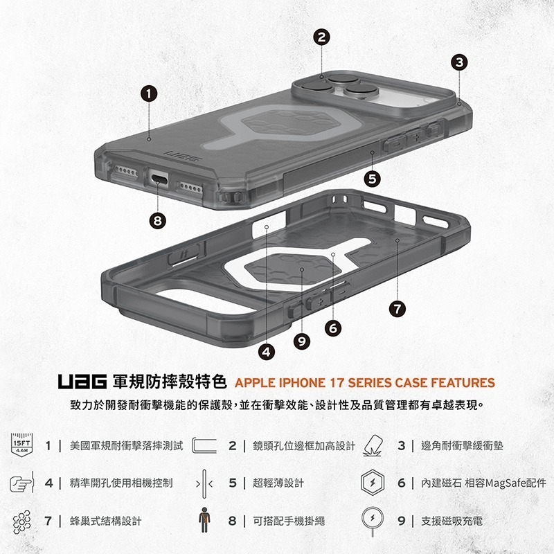 公司貨~期間限定~89折~原價@1380【UAG】iPhone 17系列 MagSafe磁吸式 輕量款 耐衝擊防摔保護殼-細節圖2