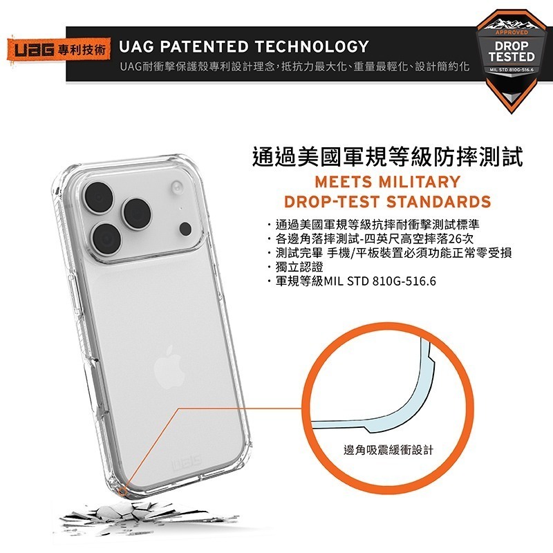公司貨~期間限定~89折~原價@1380【UAG】iPhone 17系列 全透款 耐衝擊防摔保護殼-細節圖3