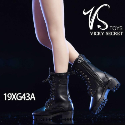 【玩模坊H-124】 1/6 12吋 (A.黑) VSTOYS 拉鍊中靴19XG43 鞋子適合女兵人偶空心靴皮靴