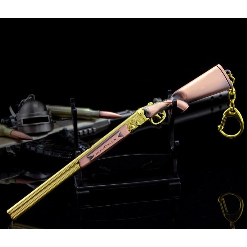 【現貨 - 送刀架】『 黃金S686 - 雙管散彈槍 』18cm 刀 劍 槍 武器 兵器 模型 no.9673-細節圖2