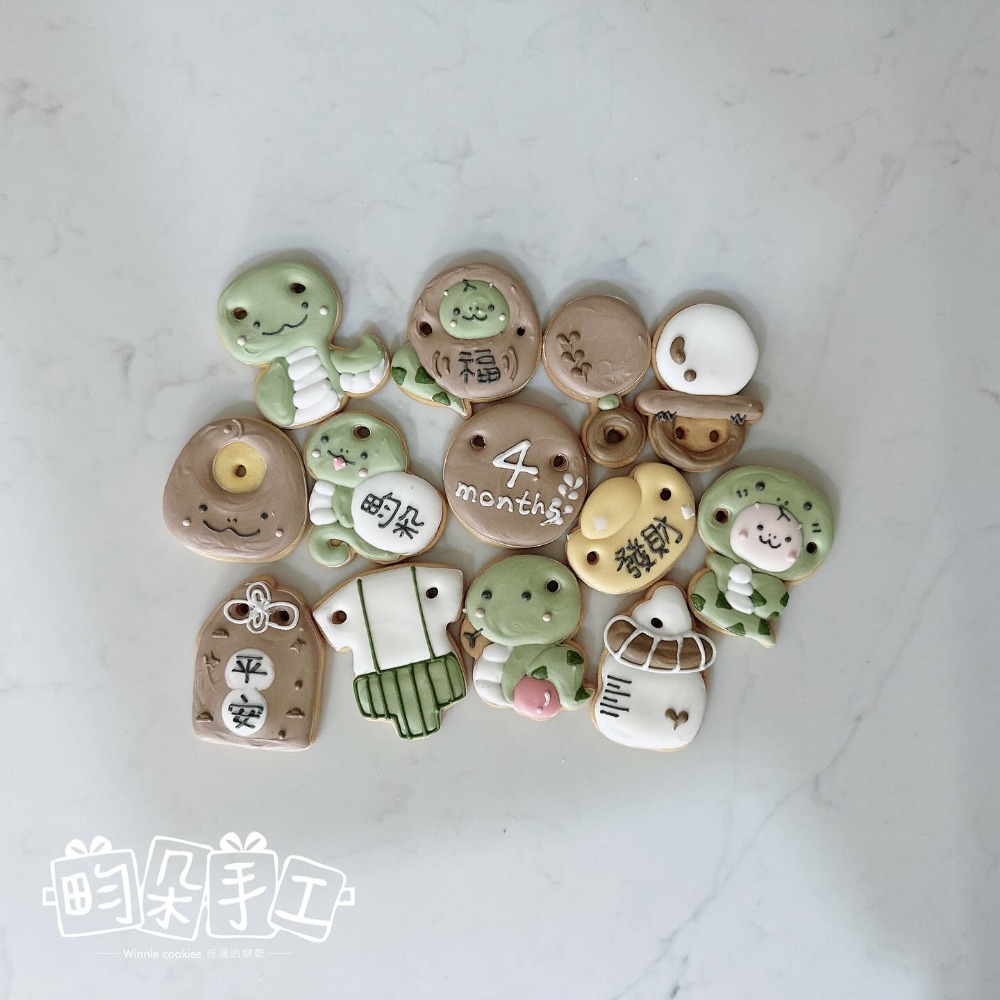 糖霜寶寶 蛇寶寶 收涎餅乾 糖霜餅乾 收涎儀式 糕餅點心 龍寶寶 蛇年 四個月＇ 附紅線小卡-規格圖3