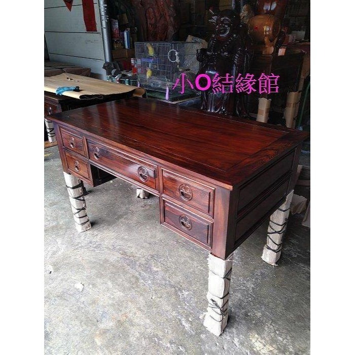 小o結緣館仿古傢俱....4尺2五抽辦公桌.書桌.泡茶桌(雞翅木)126x68x81-細節圖2