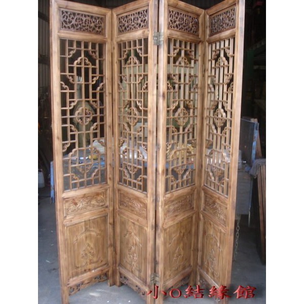 小o結緣館仿古傢俱....梅＇蘭＇竹＇菊＇＇四季平安窗花屏風(香樟木)單片尺寸45x3.5x206.5(編號40)-細節圖2