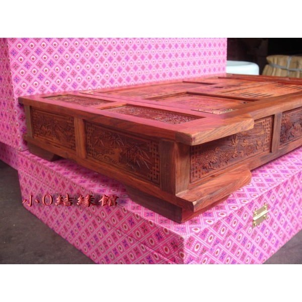 小o結緣館仿古傢俱.....四大美女＇＇吉祥如意＇＇花開富貴茶盤(酸枝)79x44x5-細節圖2
