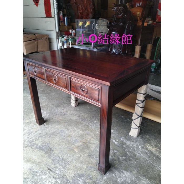 小o結緣館仿古傢俱...三抽學生書桌.辦公桌.泡茶桌(雞翅木)106x68x81-細節圖2