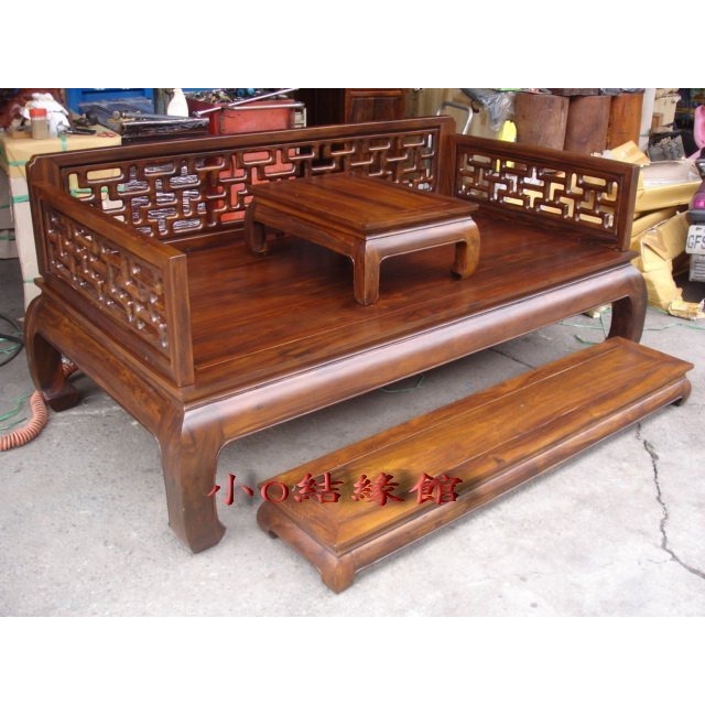 小o結緣館仿古傢俱....窗花羅漢床.三人椅.單人床203x106x90(雞翅木)深68cm二款-細節圖2