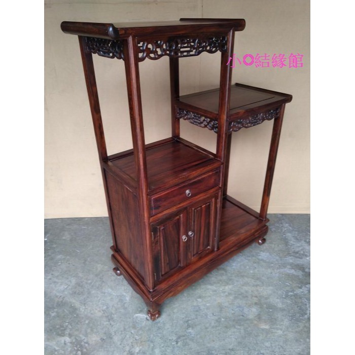 小o結緣館仿古傢俱....大雙山架.高低二層展示架.藝品架(雞翅木)98x38x126低93-細節圖2