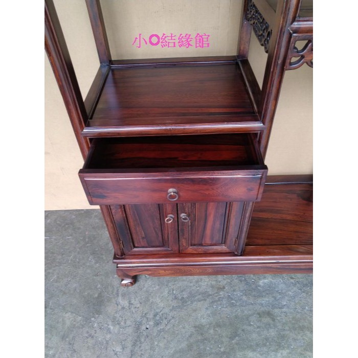 小o結緣館仿古傢俱....大雙山架.高低二層展示架.藝品架(雞翅木)98x38x126低93-細節圖3