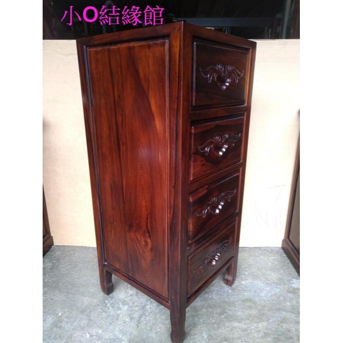 小o結緣館仿古傢俱.........四抽文件櫃.收納櫃.邊櫃.角落櫃(雞翅木)45x45x106-細節圖2