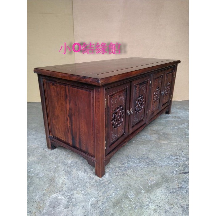 小o結緣館仿古傢俱.....四門刻花穿鞋櫃.電視櫃106x42x48(雞翅木)-細節圖2