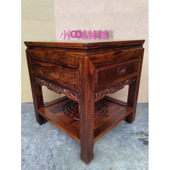 小o結緣館仿古傢俱......一抽四方花台.擺飾桌.藝品架(雞翅木)60x60x68-細節圖2