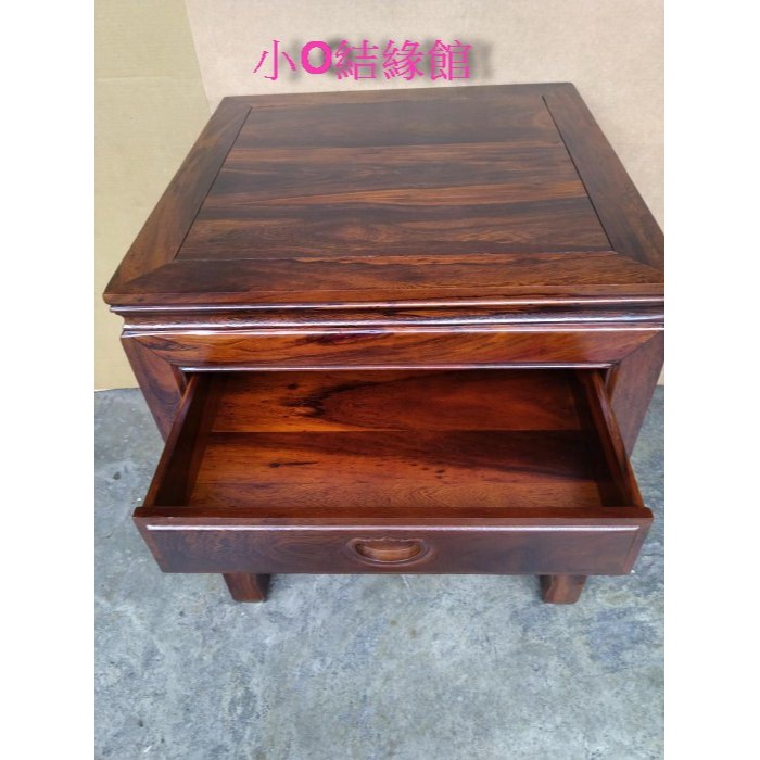 小o結緣館仿古傢俱......一抽四方花台.擺飾桌.藝品架(雞翅木)60x60x68-細節圖3