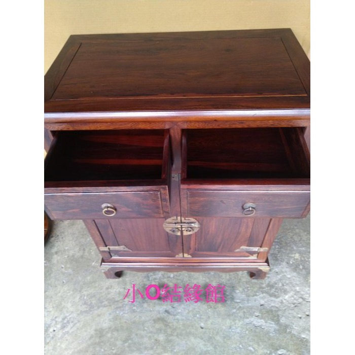 小o結緣館仿古傢俱..........雙抽雙門銅片櫃.收納櫃.玄關櫃(雞翅木)68x41x89-細節圖3