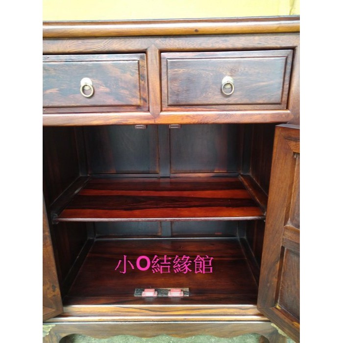 小o結緣館仿古傢俱..........雙抽雙門銅片櫃.收納櫃.玄關櫃(雞翅木)68x41x89-細節圖4