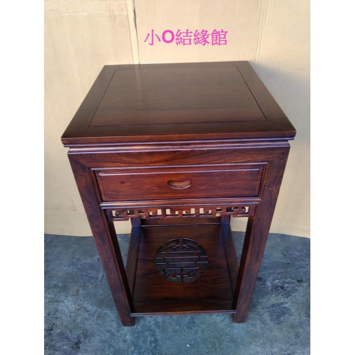 小o結緣館仿古傢俱.....單抽四方花台＇＇＇擺飾桌＇＇＇藝品架(雞翅木)60x60x106-細節圖3