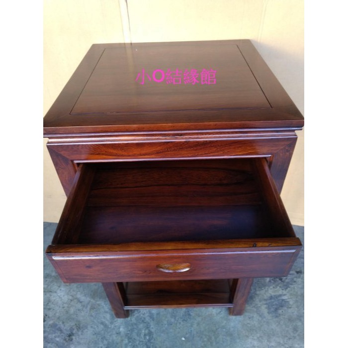 小o結緣館仿古傢俱.....單抽四方花台＇＇＇擺飾桌＇＇＇藝品架(雞翅木)60x60x106-細節圖4