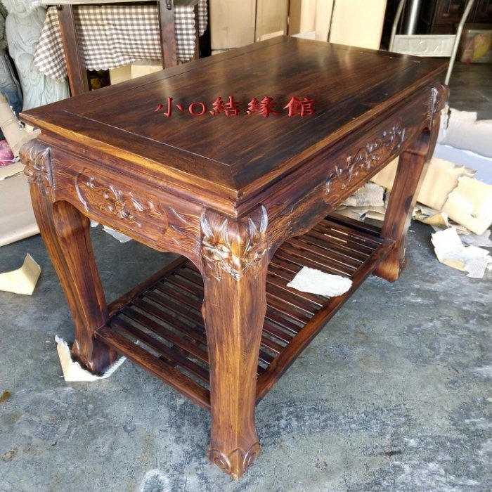 小o結緣館仿古傢俱....加大虎腳藝品桌.客廳桌.擺飾桌.大茶几(雞翅木)106x60x81-細節圖2
