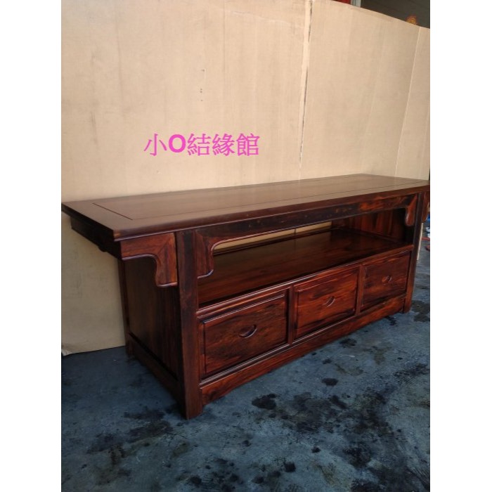 小o結緣館仿古傢俱............三抽一格電視櫃.喇叭櫃.DVD櫃.液晶電視櫃(雞翅木)154x48x60-細節圖2