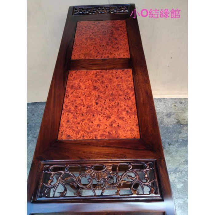 小o結緣館仿古傢俱..元寶如意瘤面捲桌.玄關桌.書桌.藝品桌.神桌(雞翅木)126x42x81-細節圖3