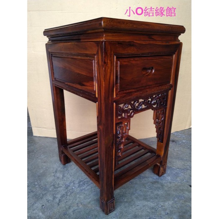 小o結緣館仿古傢俱.......雙囍花台.擺飾座.中几.茶几.藝品桌(雞翅木)42x48x75-細節圖2