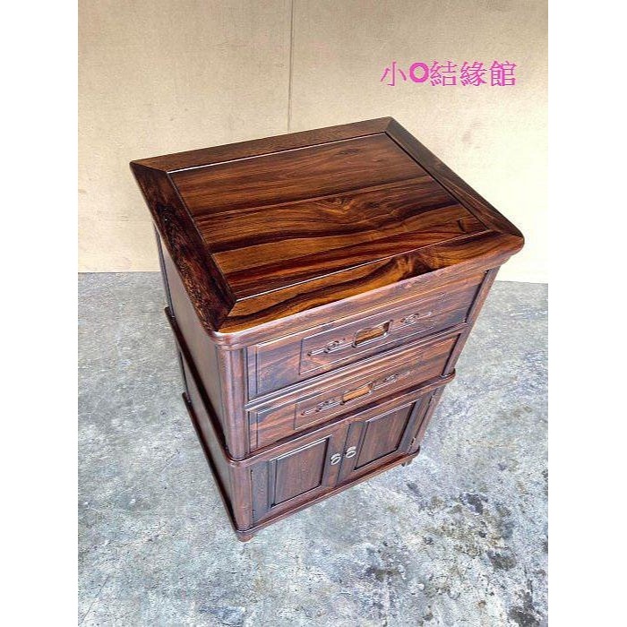 小o結緣館仿古傢俱.二抽二門雕刻櫃.飲水機櫃.床頭櫃.收纳櫃.邊几60x48x88-細節圖2