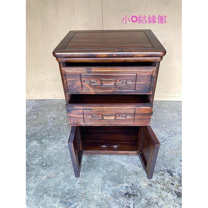 小o結緣館仿古傢俱.二抽二門雕刻櫃.飲水機櫃.床頭櫃.收纳櫃.邊几60x48x88-細節圖4