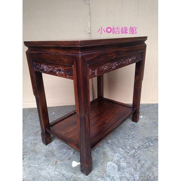 小o結緣館仿古傢俱...81高厚料雕花拼几花台.擺飾桌.藝品桌.茶几(雞翅木)81X50X81-細節圖2