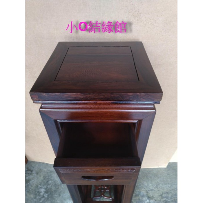 小o結緣館仿古傢俱..單抽高四方花台.擺飾桌.藝品架(雞翅木)25x25x88-細節圖3