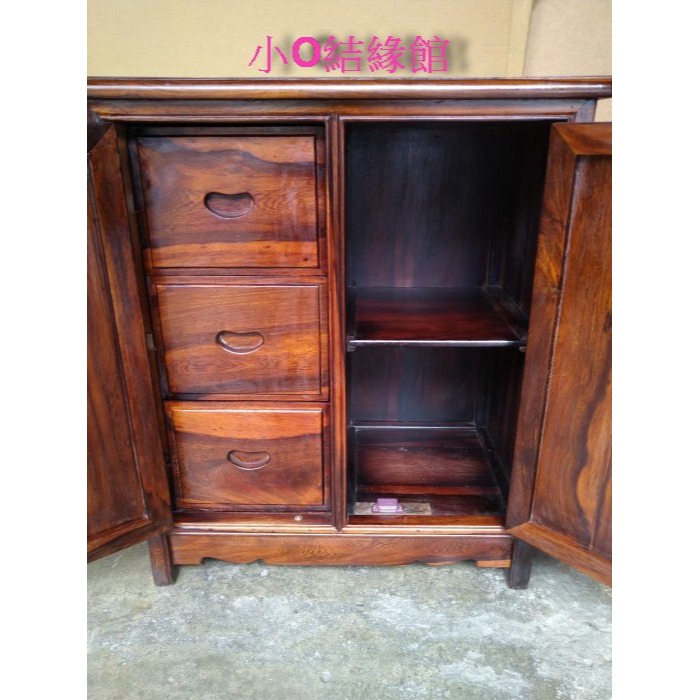 小o結緣館仿古傢俱...小型收纳櫃.三寶櫃.櫃中櫃.邊櫃.電話櫃(雞翅木)68x40X81-細節圖4