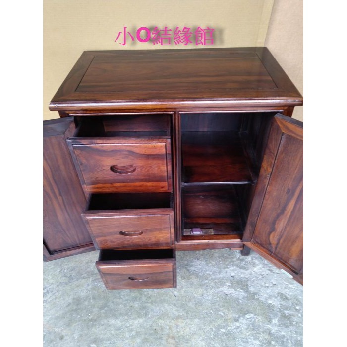 小o結緣館仿古傢俱...小型收纳櫃.三寶櫃.櫃中櫃.邊櫃.電話櫃(雞翅木)68x40X81-細節圖5