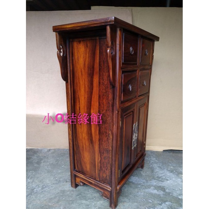 小o結緣館仿古傢俱...四抽二門收纳櫃.CD櫃.收納櫃.置物櫃68x38x106(雞翅木)-細節圖2