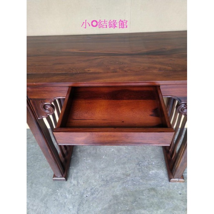 小o結緣館仿古傢俱..單抽浪型案桌.玄關桌.書桌.藝品桌.神桌(雞翅木)129x48x82-細節圖3