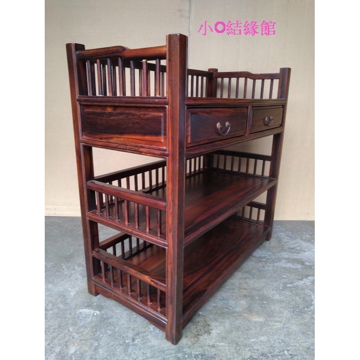 小o結緣館仿古傢俱.... 三層欄杆櫃.書架.收納櫃.擺飾架.藝品架88x42x87-細節圖2