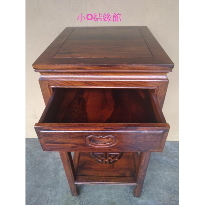 小o結緣館仿古傢俱..双抽四方花台.擺飾桌.藝品架(雞翅木)42x48x88-細節圖3