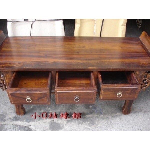 小o結緣館仿古家具....三抽矮案桌.擺飾桌.合室桌.茶几110x40x40(雞翅木)-細節圖3