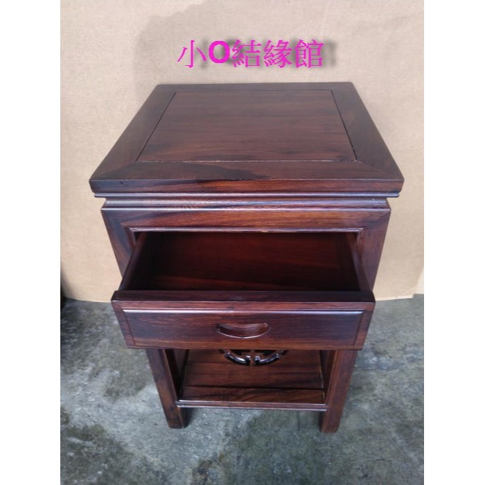 小o結緣館仿古傢俱..68高單抽四方花台.茶几.擺飾桌.令旗座40x40x68(雞翅木)-細節圖3