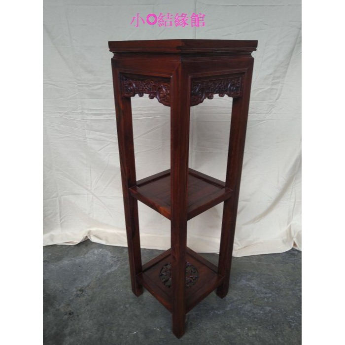 小o結緣館仿古傢俱....三層四方花台.擺飾架.風水架.晶洞架.金雞座(雞翅木)32x32x106-細節圖2