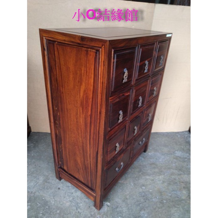 小o結緣館仿古傢俱.....11抽銅片櫃.收納櫃.中藥櫃.隔間櫃(雞翅木)68x38x95-細節圖2