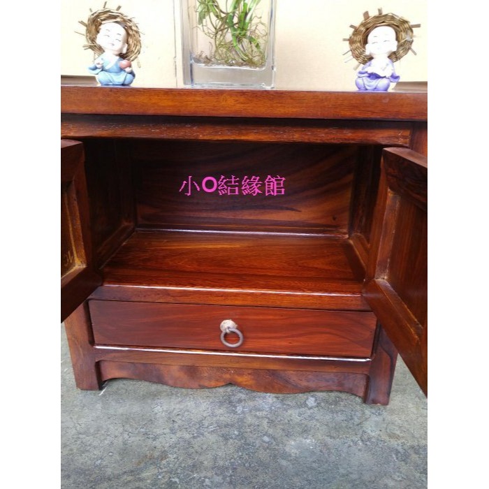 小o結緣館仿古傢俱...一抽二門翹頭玄關櫃.收納櫃.藝品櫃49x25x38(雞翅木)-細節圖3