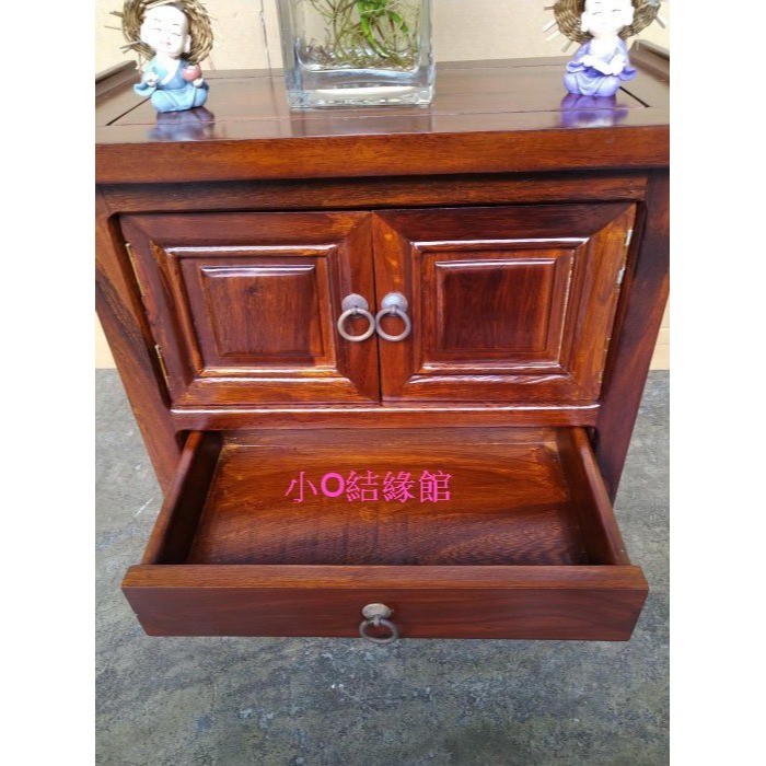 小o結緣館仿古傢俱...一抽二門翹頭玄關櫃.收納櫃.藝品櫃49x25x38(雞翅木)-細節圖4
