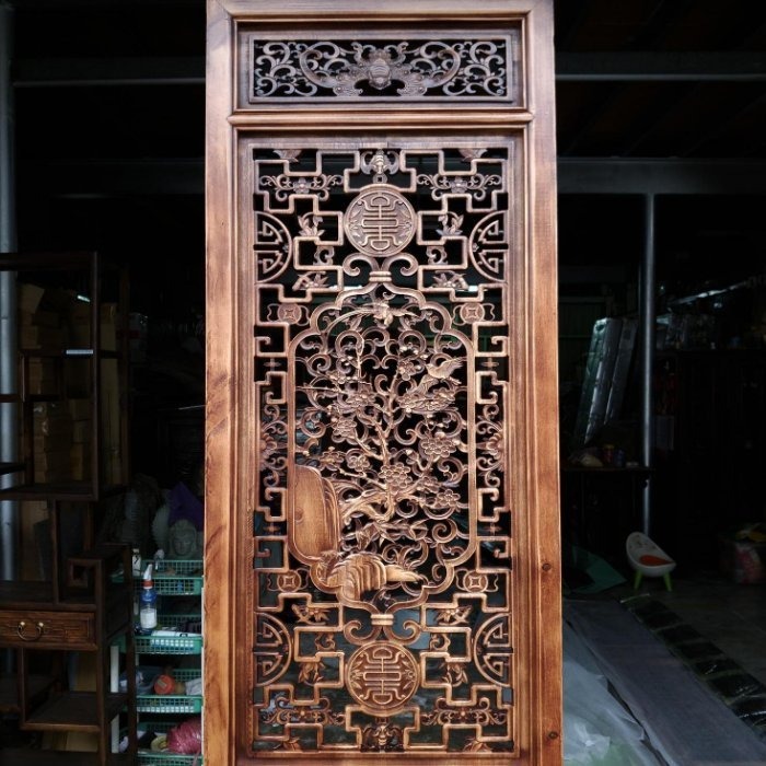 小o結緣館仿古傢俱...梅蘭菊.竹.四季花鳥窗花.門板.門片.屏風(四片一套)81-1-細節圖2