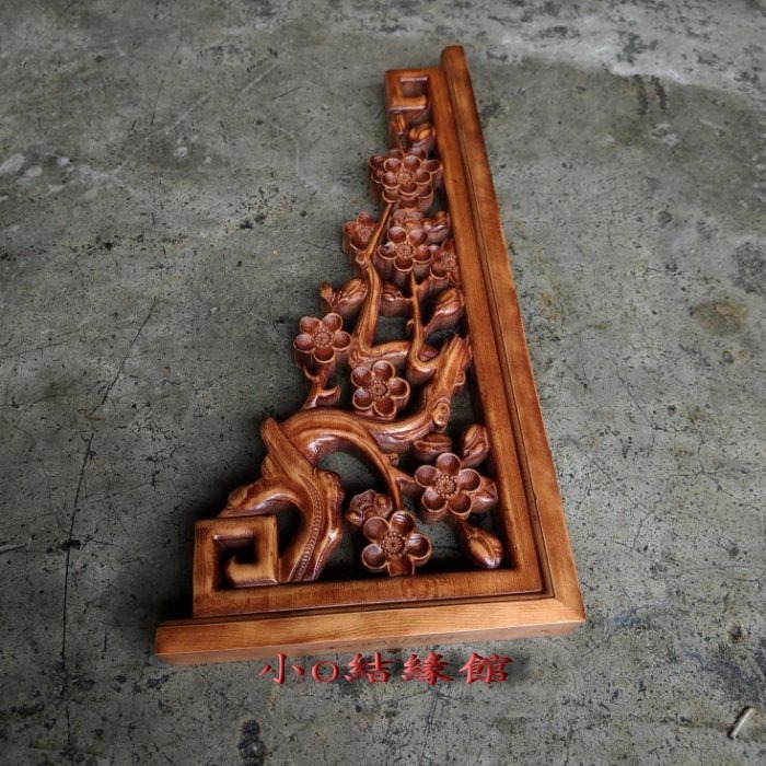 小o結緣館仿古傢俱.廟宇角花.三角窗花.窗花掛飾.璧飾.門楣(杉木)60x5x30(編號191-1)-細節圖3