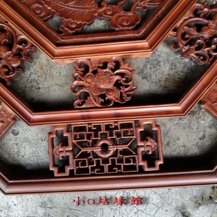 小o結緣館仿古傢俱......麒麟納福窗花.八角形.吊飾.門片(香樟木)90x3x90(編號151)-細節圖3