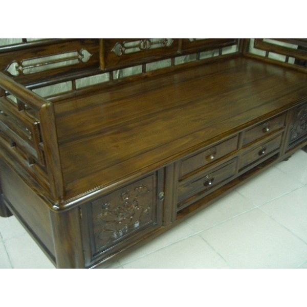 小o結緣館仿古家具...圓支羅漢床三件組.三人椅.單人床(雞翅木)-細節圖2