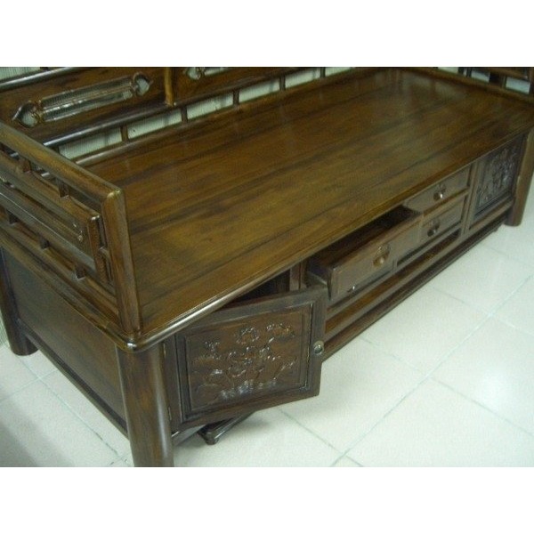 小o結緣館仿古家具...圓支羅漢床三件組.三人椅.單人床(雞翅木)-細節圖3