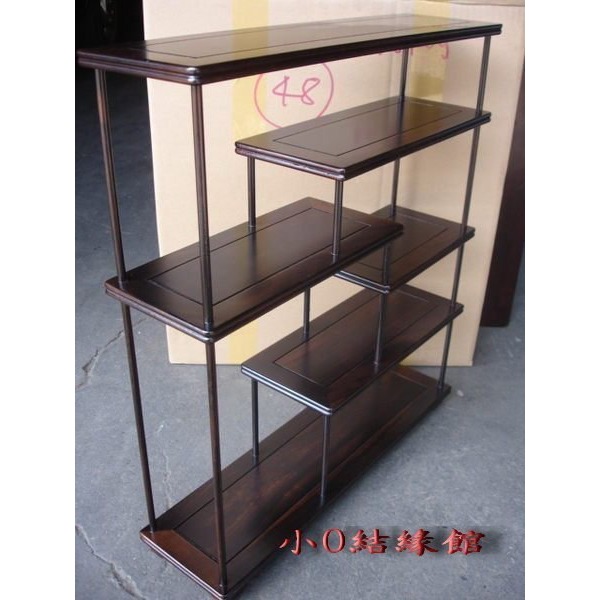 小o結緣館仿古傢俱......頂級黑檀木.小品架.多寶櫃50x14x56-細節圖2