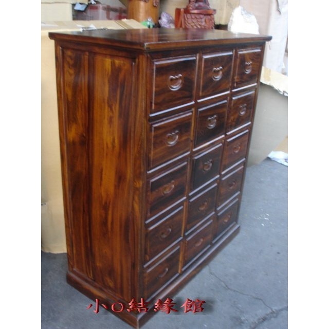 小o結緣館仿古家具.....十五抽收納櫃.CD櫃.中藥櫃(雞翅木)90x42x106-細節圖2