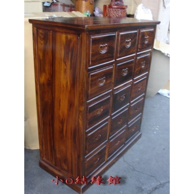 小o結緣館仿古家具.....十五抽收納櫃.CD櫃.中藥櫃(雞翅木)90x42x106-細節圖2