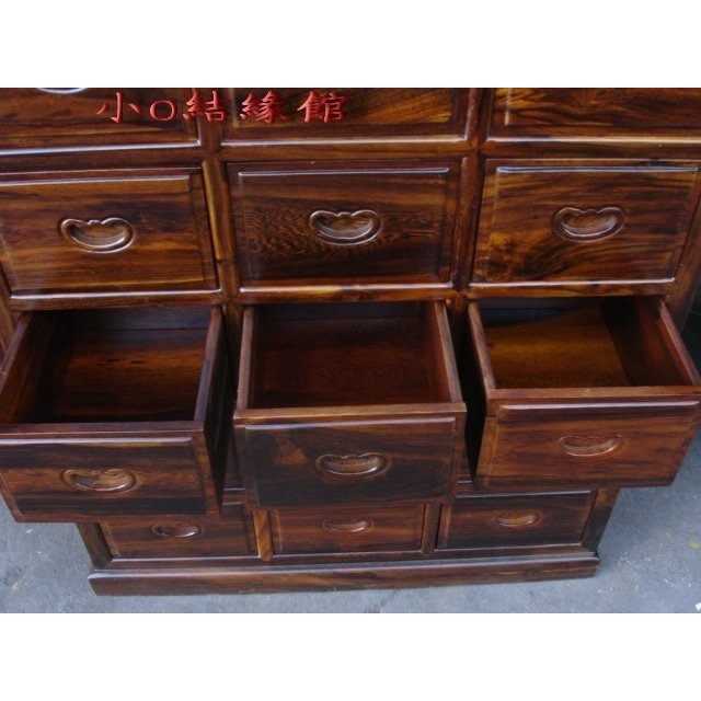 小o結緣館仿古家具.....十五抽收納櫃.CD櫃.中藥櫃(雞翅木)90x42x106-細節圖3